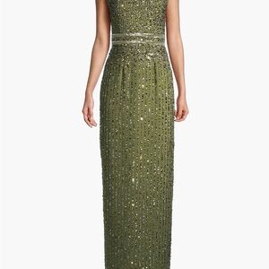 Mac Duggal Olive Sequin Dress